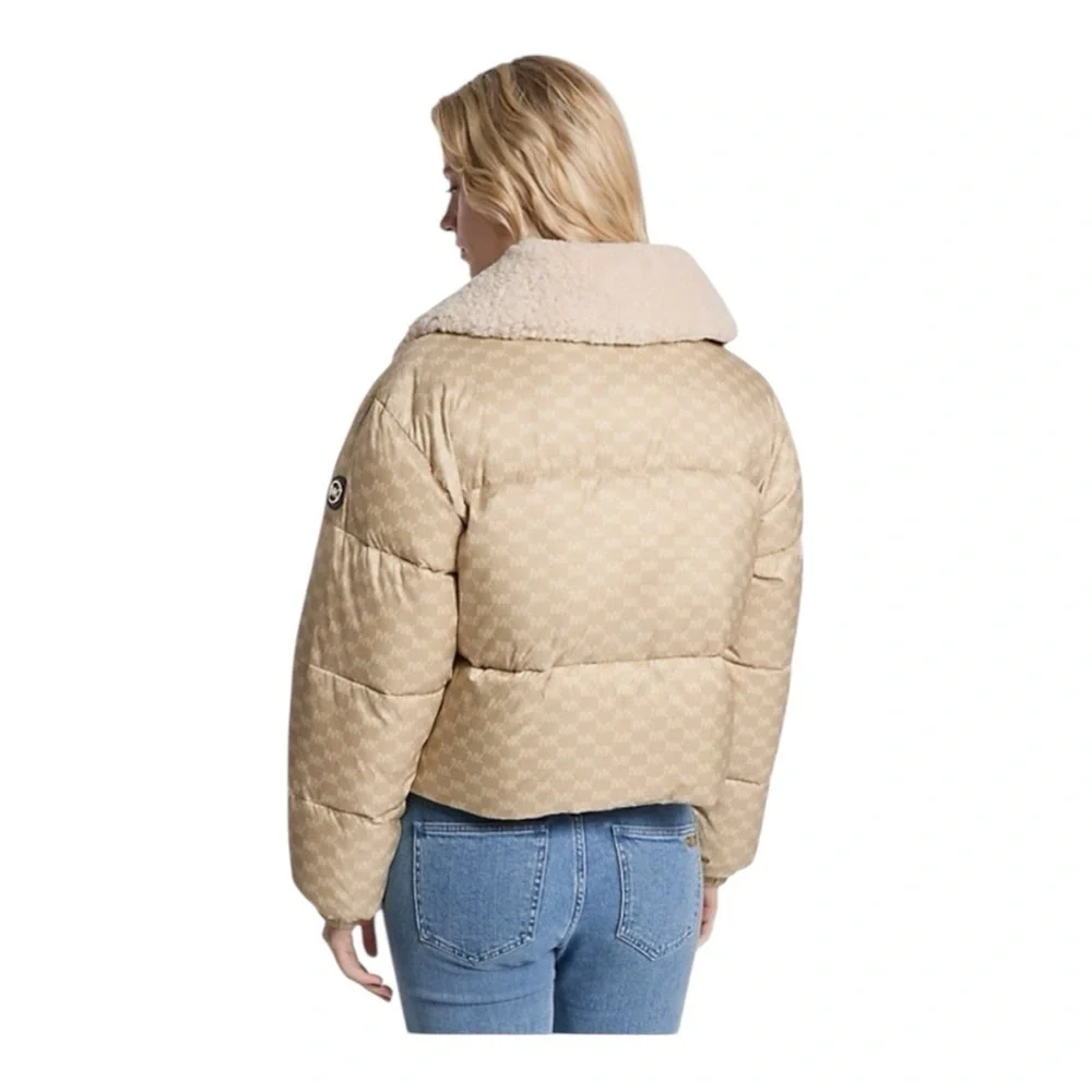 NEW MICHAEL Michael Kors Logo Print Shepra Puffer Jacket